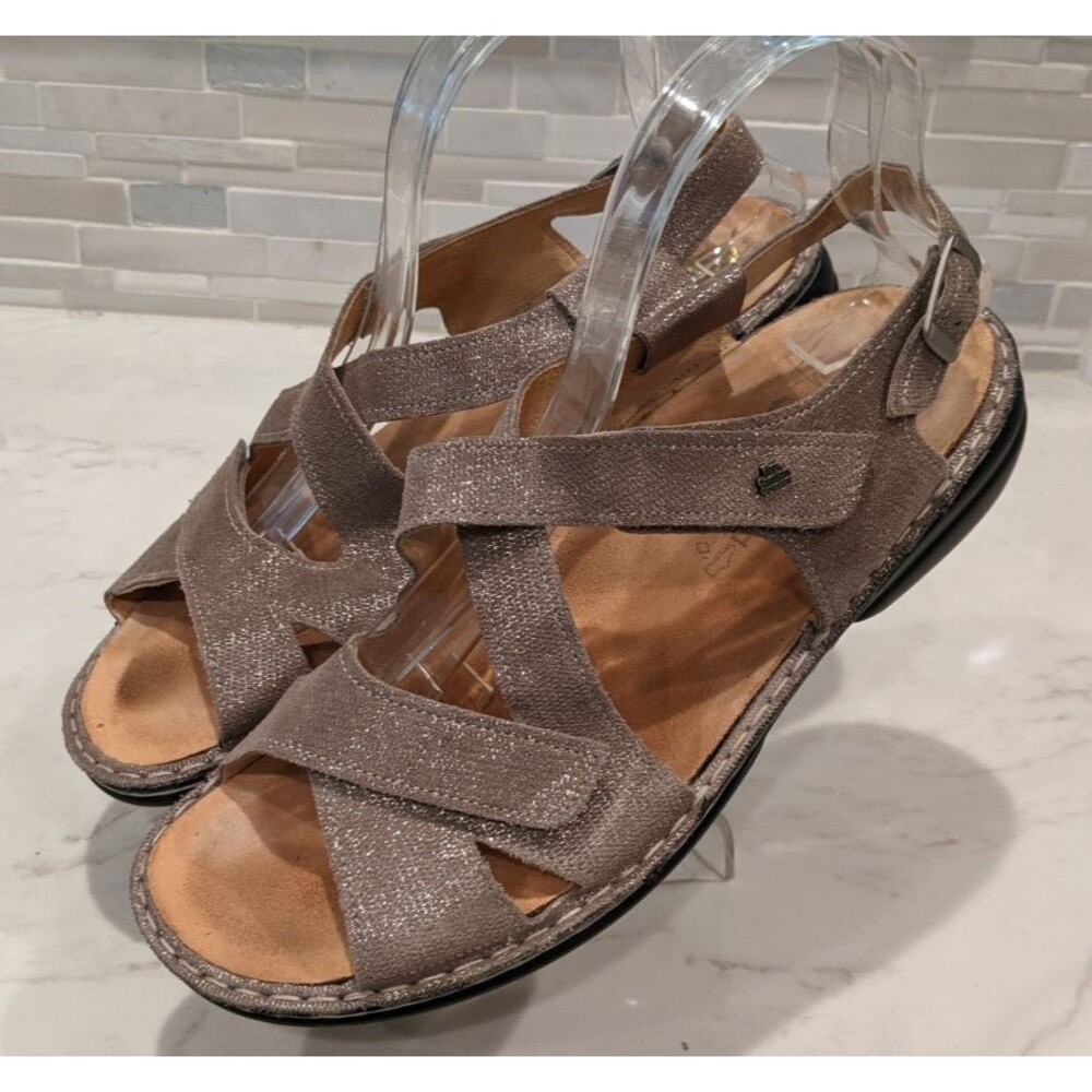 Women's FINN COMFORT Santorini Tan Metallic Leather Strappy Sandals 42/11